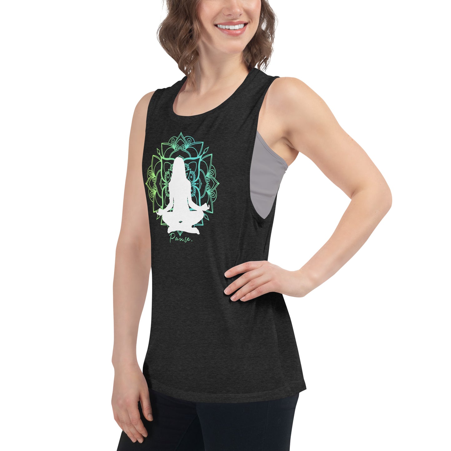 Meditation Shirt, Yoga Shirt, Relax Shirt, Dandelion Shirt, Relaxing Shirt, Floral Shirt, Flower Shirt, Positive Shirt | Ladies’ Muscle Tank