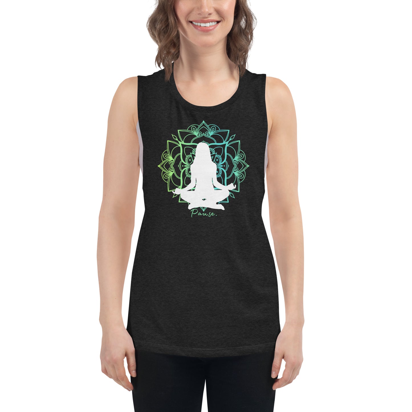 Meditation Shirt, Yoga Shirt, Relax Shirt, Dandelion Shirt, Relaxing Shirt, Floral Shirt, Flower Shirt, Positive Shirt | Ladies’ Muscle Tank