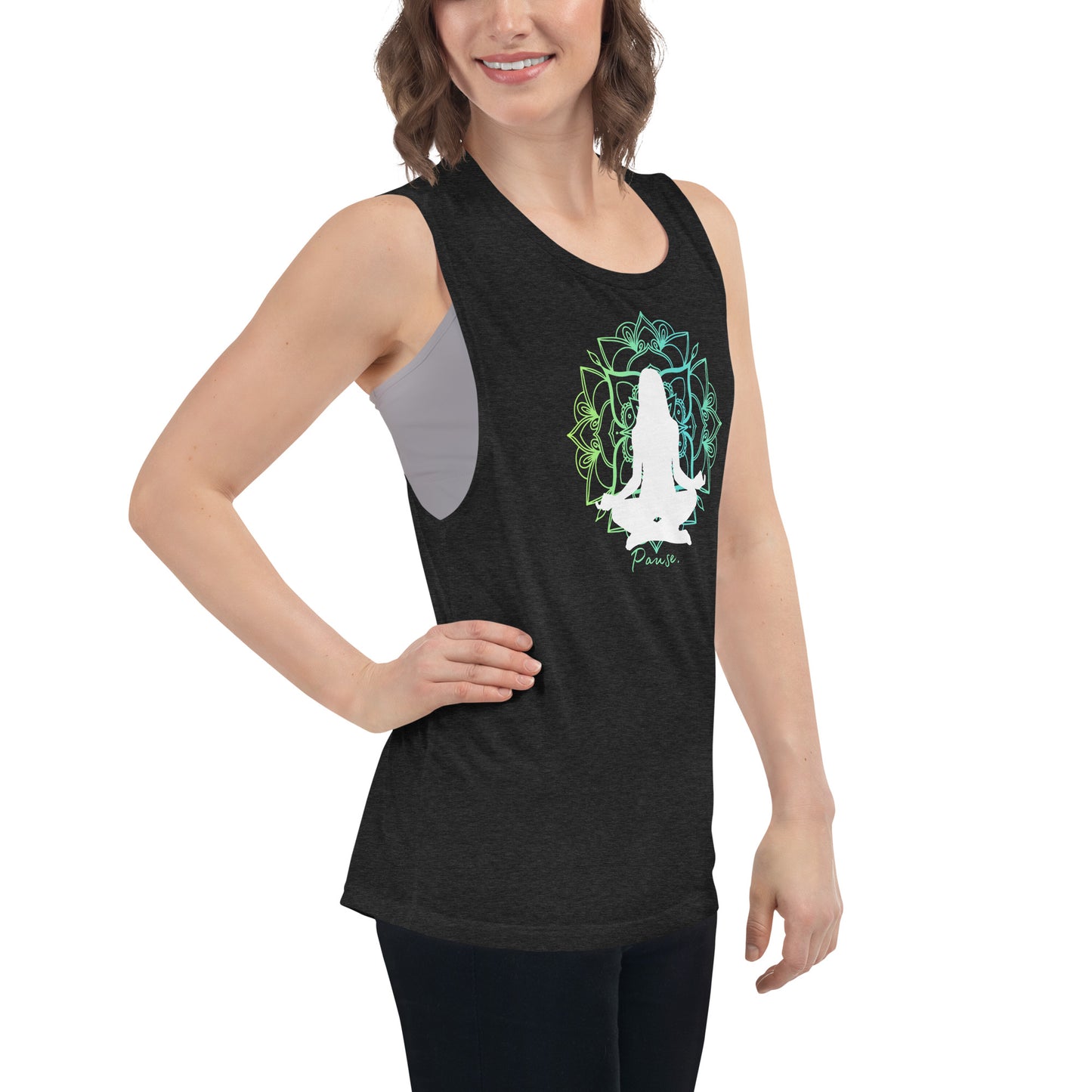 Meditation Shirt, Yoga Shirt, Relax Shirt, Dandelion Shirt, Relaxing Shirt, Floral Shirt, Flower Shirt, Positive Shirt | Ladies’ Muscle Tank