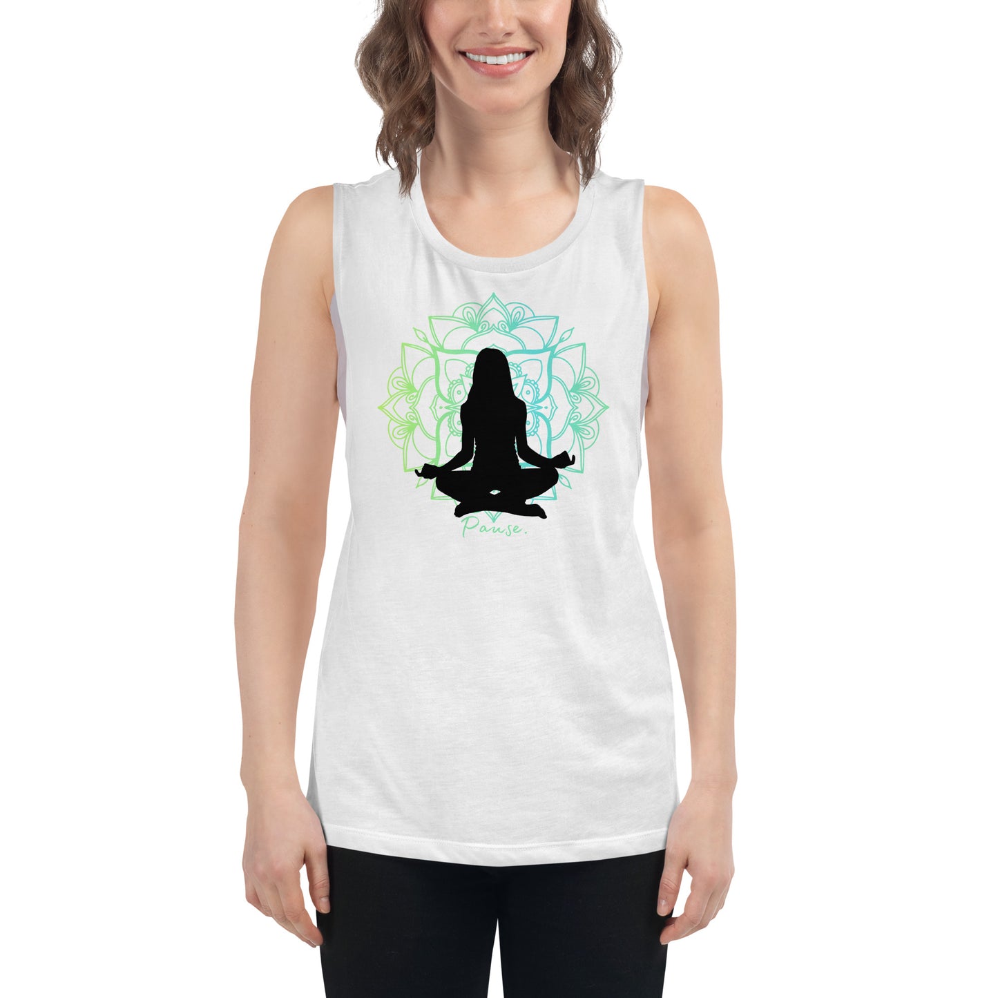 Meditation Shirt, Yoga Shirt, Relax Shirt,  Relaxing Shirt, Floral Shirt, Lotus Shirt, Positive Shirt | Ladies’ Muscle Tank